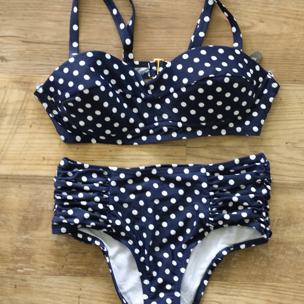 NWT Adore Me Retro Style High Rise Bikini ToP and Bottom Set
